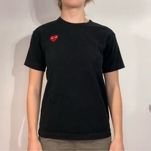 Comme des Garcons Black Short Sleeve Tee with Red Heart